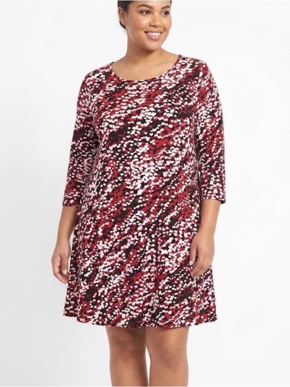 Celebrate Together Heart Print 3/4 Sleeve Valentine's A Line Midi Dress Size XL